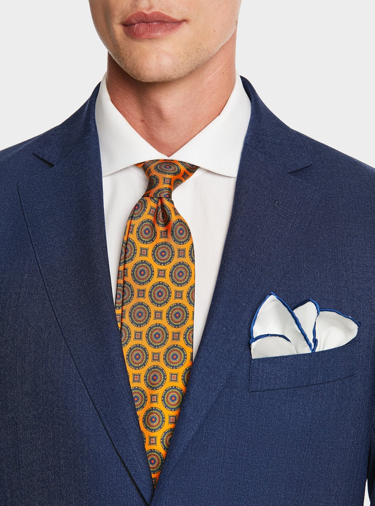 Abito blu classico monopetto in misto lana