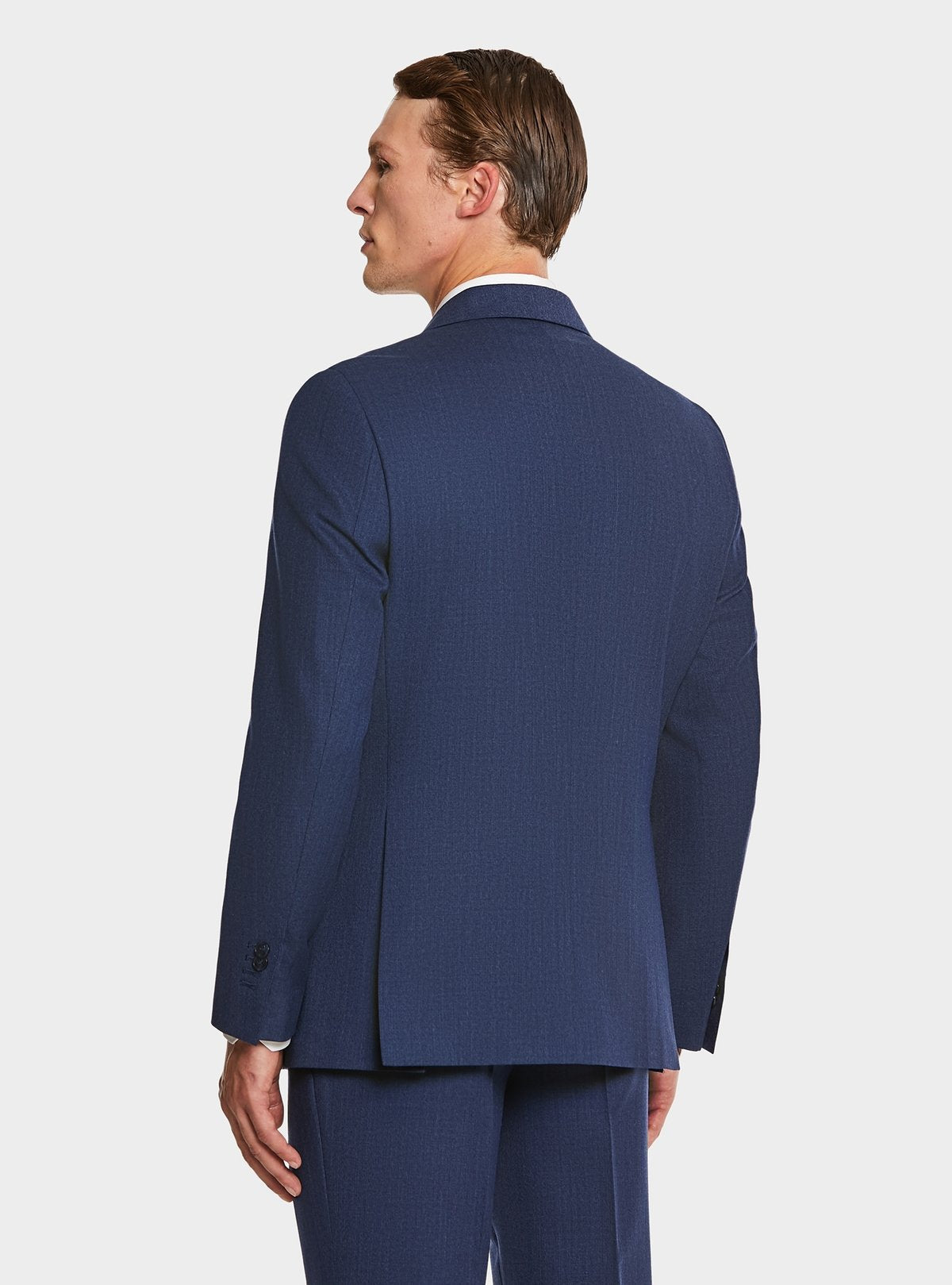 Abito blu classico monopetto in misto lana