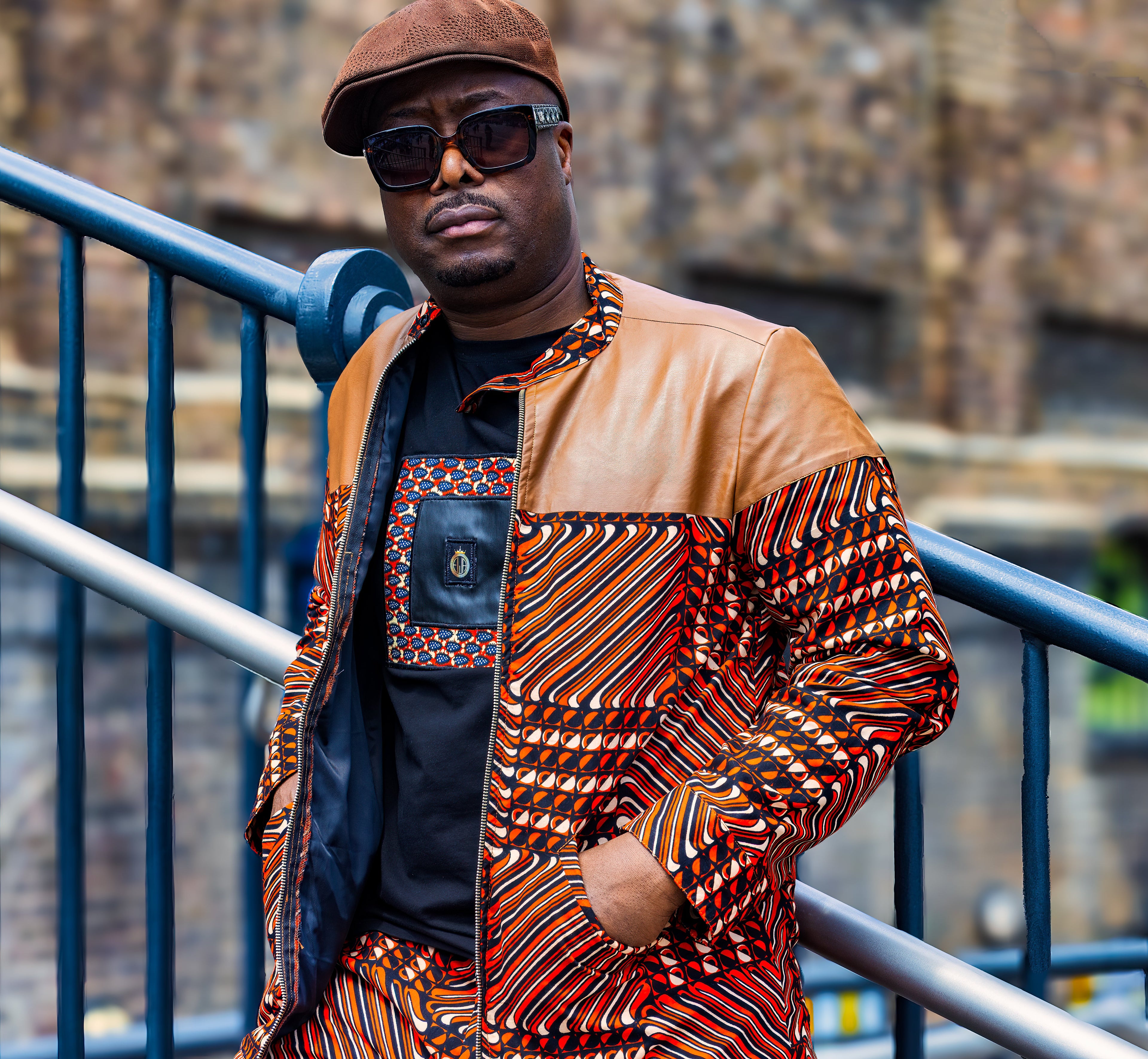 African Print Jacket- Chocolate Brown