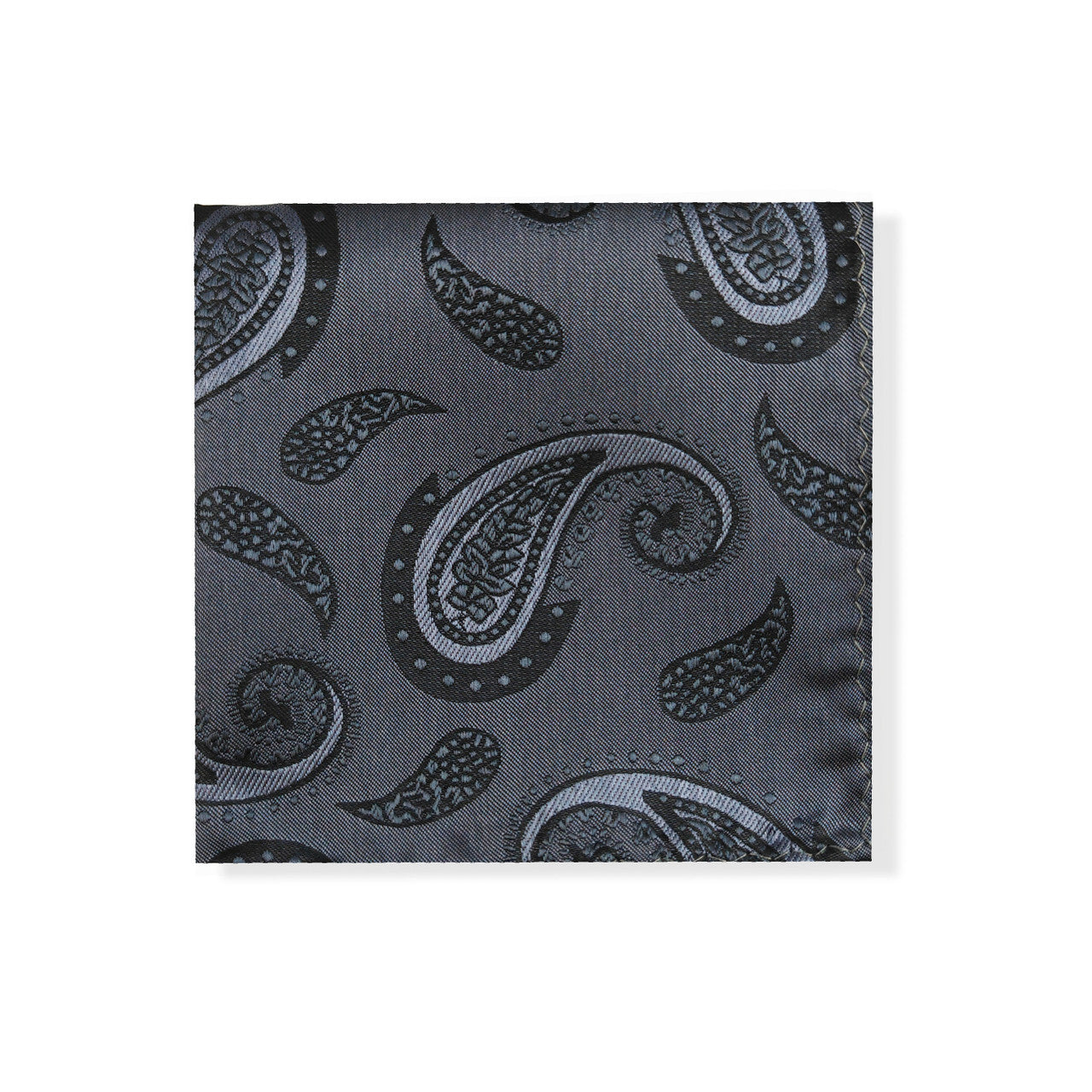 Steel Grey Paisley Tie & Pocket Square Set