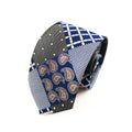 Navy Brown Paisley Check Tie & Pocket Square Set