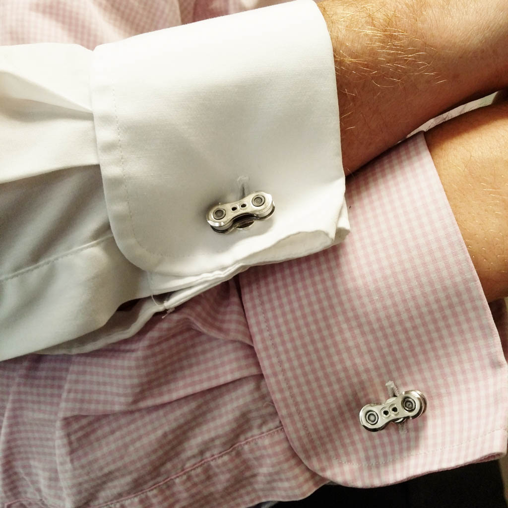 Recycled Bicycle Chain Cufflinks | Eco Gift for Cyclists & Bikers